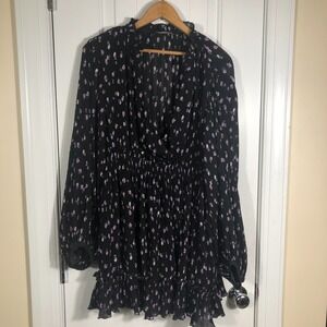 Zara‎ Mini Dress Womens Large Floral AOP Dark Romantic Whimsigoth Cottagecore